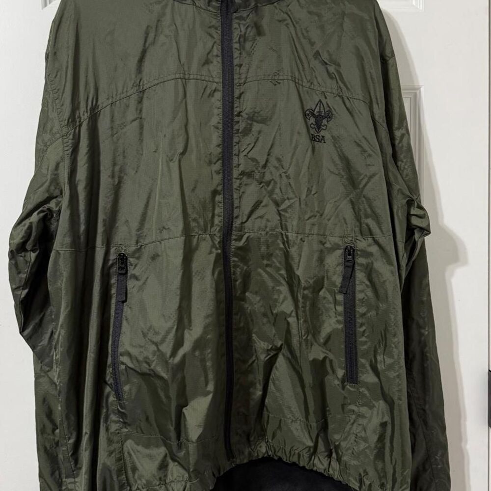 Boy Scouts of America Wind Tech Jacket Olive Green XL Ripstop Embroidery